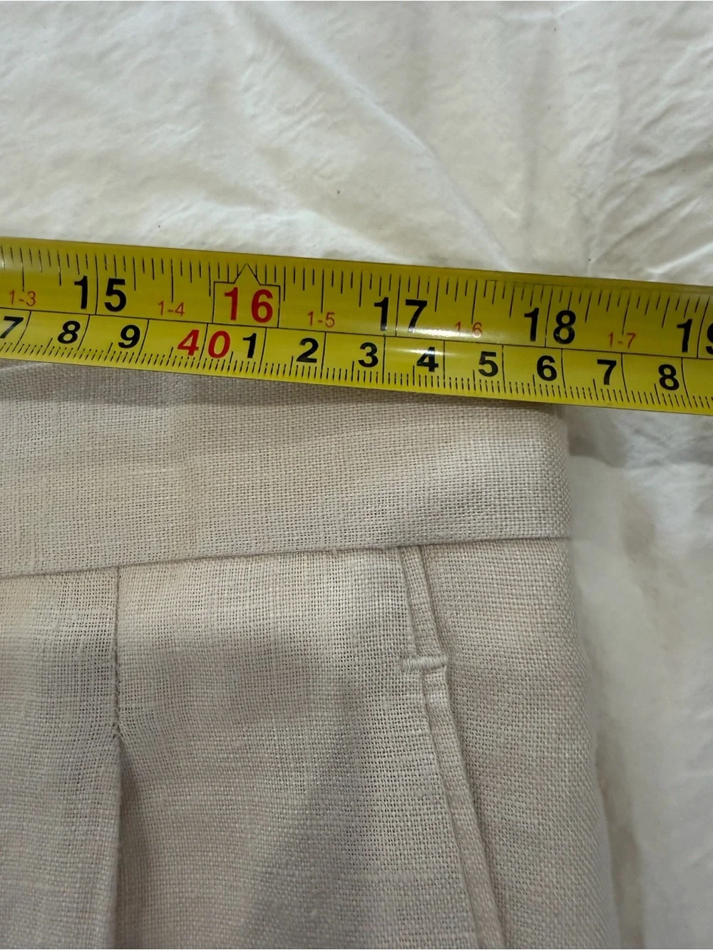Paul Fredrick Men’s 100% Linen Pleated Dress Pants Ivory Classic Fit 40 Cuff Hem